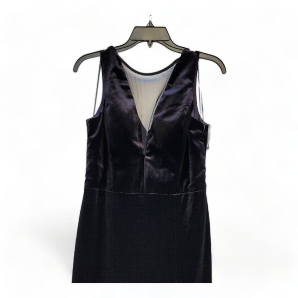 5/$100 SALE - Nightway Plunging Illusion Velvet Gown - Picture 4 of 8